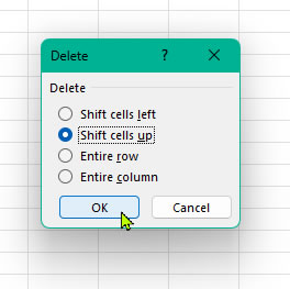 Remove blank rows in Excel delete box