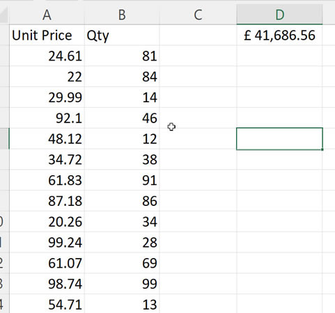 SumProduct function completed