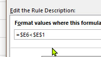 Pivot Table Conditional Formatting based on a target