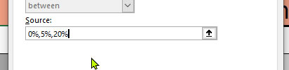 Enter multiple VAT rates in dropdown in Excel